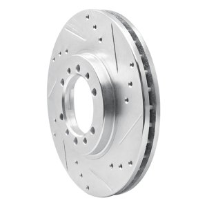 Mitsubishi Montero Brake Rotor (1) - Front Right - R1 Concepts - Drilled & Slotted - Silver - `94-`00